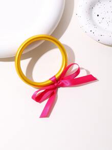 蝴蝶結裝飾手鐲 - 金黃色 - 查看 2