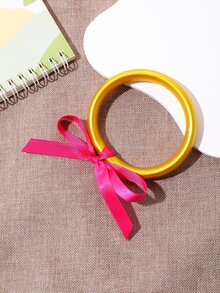 蝴蝶結裝飾手鐲 - 金黃色 - 查看 4