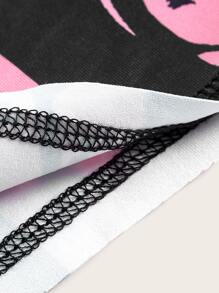 SHEIN ICON 人像圖案短款T恤 - 彩色 - 查看 9