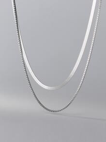 Minimalist Silver Necklace - Silver - View 1