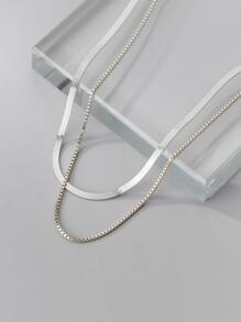Minimalist Silver Necklace - Silver - View 2