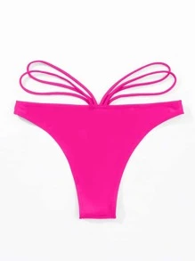 Cut Out Bikini Bottom - Hot Pink - View 3