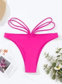 Cut Out Bikini Bottom - Hot Pink - View 4