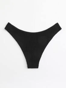 SHEIN Swim Summer Beach Solid Bikini Bottom - Black - View 2