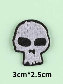 3 Cái/bộ Polyester Sắt-Trên Miếng Dán Sáng Tạo Đầu Lâu Thêu Tự Làm Quần Áo Phụ Kiện May Vá - Đen và trắng - Xem 2