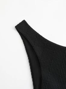 SHEIN Swim Summer Beach Solid Bikini Bottom - Black - View 4