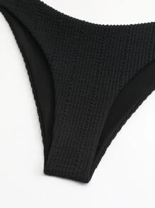 SHEIN Swim Summer Beach Solid Bikini Bottom - Black - View 5