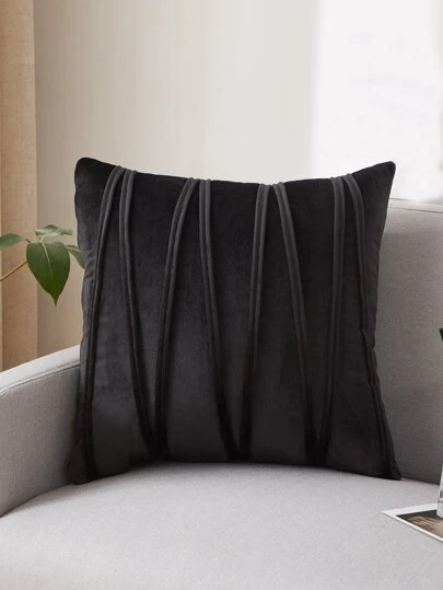 1入組黑色靠墊套化纖細褶家居裝飾抱枕套
