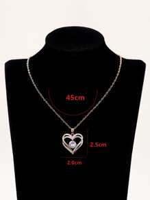 Collar con colgante de circonita cúbica con forma de corazón, regalo para el Día de San Valentín, Día de la Madre - Amarillo Oro - Ver 4