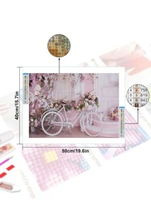 1set PMMA DIY Diamond Painting, Modern Flower & Bike Pattern Unframed Diamond Painting For Home - Multicolor - View 4