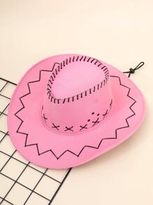 Stitch Detail Cowboy Hat - Pink - View 2