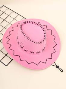 Stitch Detail Cowboy Hat - Pink - View 3