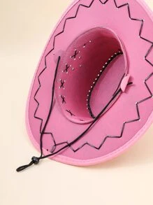 Stitch Detail Cowboy Hat - Pink - View 5