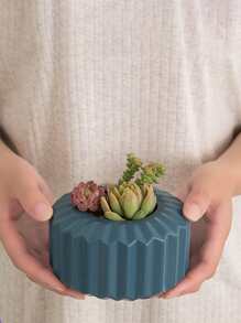 1入組塑料花盆家用極簡條紋花盆 - 粉色 - 查看 3