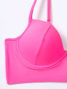 SHEIN Swim Conjunto de bikini con estampado tropical, push up, para playa de verano - Multicolor - Ver 4