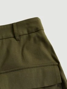 SHEIN MOD Flap Pocket Cargo Shorts - Army Green - View 3