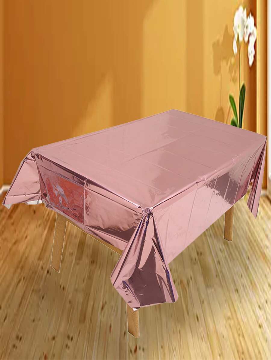 H.L.BALLOON 1pc PET Disposable Table Cover, Metallic Disposable Tablecloth For Party,Christmas - Rose Gold - View 1