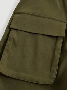 SHEIN MOD Flap Pocket Cargo Shorts - Army Green - View 4
