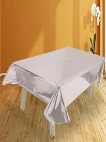 H.L.BALLOON 1pc PET Disposable Table Cover, Metallic Disposable Tablecloth For Party,Christmas - Silver - View 1
