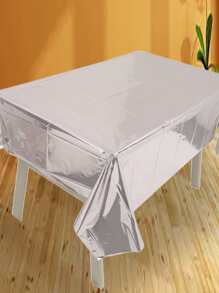 H.L.BALLOON 1pc PET Disposable Table Cover, Metallic Disposable Tablecloth For Party,Christmas - Silver - View 2