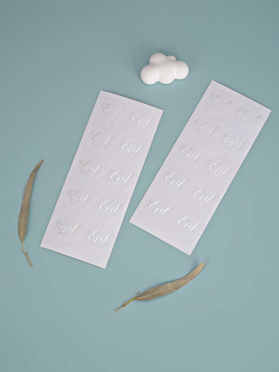 10pcs/set Paper Gift Sticker, Daily Letter Graphic Round Gift Box Seal Sticker For Eid - Silver - View 1
