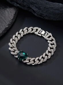 Hombres Pulsera con diseño de diamante de imitación