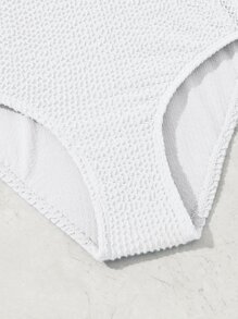 Girls Rainbow Striped Tape One Piece Swimsuit - White - View 4