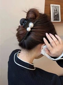 Vuốt Tóc Trang Trí Ngọc Trai Giả - màu đen - Xem 2