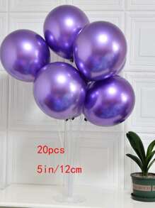 20pcs 5inch/12cm Metallic Mini Balloons For Wedding Birthday Party Decorations, Christmas - Purple - View 5