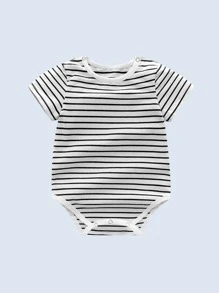 男嬰條紋圖案連身背心和背帶褲套裝 - 彩色 - 查看 4