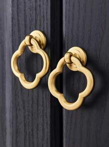 6 قطع مقابض سحب نحاسية فاخرة أوروبية مصقولة، مناسبة للخزائن والدواليب والأبواب والأثاث وخزائن الأحذية، مصنوعة من النحاس، بشكل زهرة ذات ثقب واحد، تأتي مع البراغي