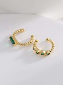 Charm-In Cubic Zirconia Decor Ear Cuffs - Yellow Gold - View 1