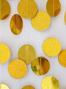 36pcs Round Glitter Banner, 4 Meters Long, Party Background Decoration,Christmas - Gold - View 3