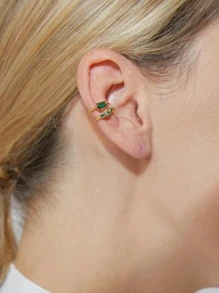 Charm-In Cubic Zirconia Decor Ear Cuffs - Yellow Gold - View 4