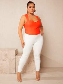 SHEIN SXY Plus Solid Leggings - White - View 3