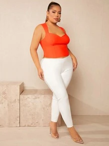 SHEIN SXY Plus Solid Leggings - White - View 5