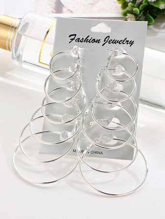 6對/套極簡圓耳環