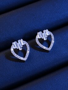 3pcs/set Cubic Zirconia Heart Decor Jewelry Set - Multicolor - View 5