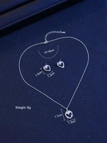 3pcs/set Cubic Zirconia Heart Decor Jewelry Set - Multicolor - View 6
