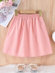 Girls Bow Front Pleated Skirt - Pink - View 2