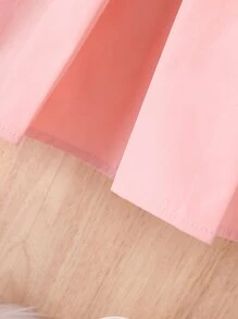 Girls Bow Front Pleated Skirt - Pink - View 5