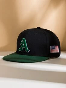 Men American Flag & Letter Embroidered Hip Hop Cap - Multicolor - View 1