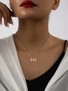 1入組時尚編號444女式吊墜項鍊適合日常裝飾 - 金黃色 - 查看 1