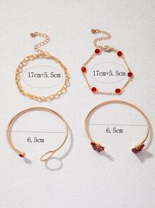 cái/bộ Vòng tay trang trí hình bướm & Rhinestone - Đỏ - Xem 4