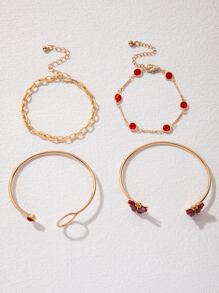 cái/bộ Vòng tay trang trí hình bướm & Rhinestone - Đỏ - Xem 6