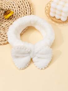 1入組白色沐浴滌綸蝴蝶結裝飾洗漱用髮帶