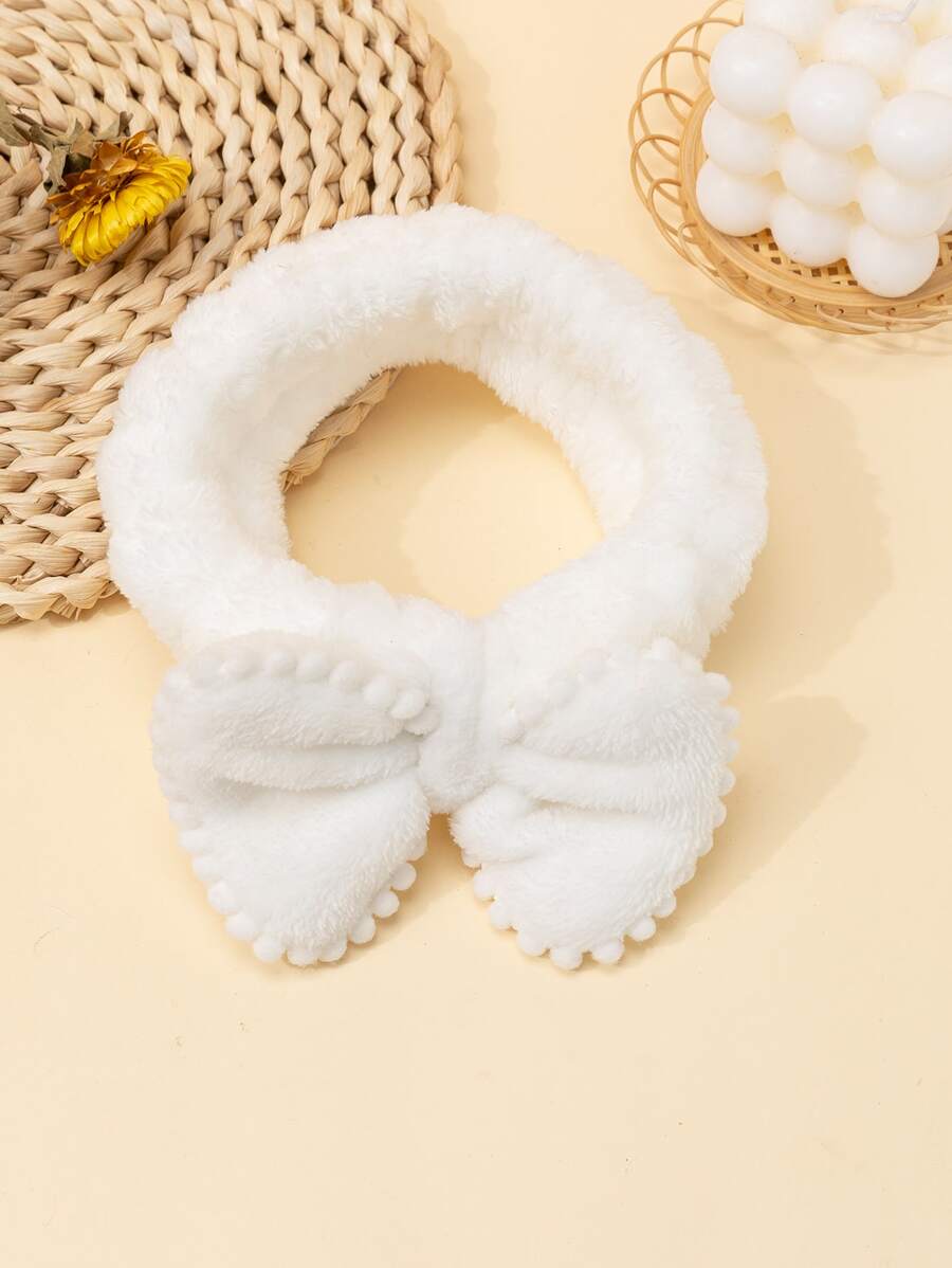 1入組白色沐浴滌綸蝴蝶結裝飾洗漱用髮帶