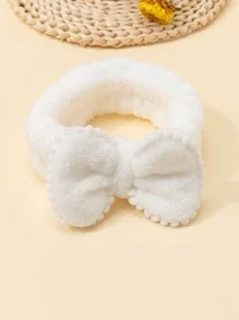 1入組白色沐浴滌綸蝴蝶結裝飾洗漱用髮帶