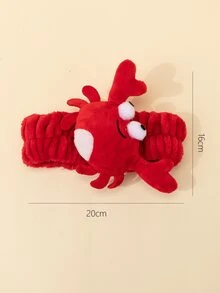 1入組紅色浴室頭帶卡通可愛滌綸螃蟹裝飾面部化妝頭帶