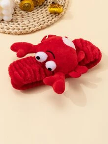 1入組紅色浴室頭帶卡通可愛滌綸螃蟹裝飾面部化妝頭帶